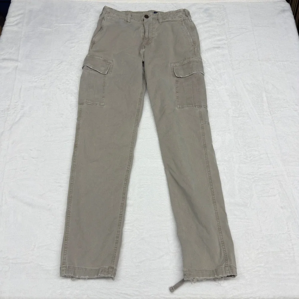 American Eagle Cargo Pants Mens 29x34 Khaki Cotton Distressed Y2k Grunge